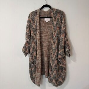 Ariat Macave Three-Quarter-Sleeve Sweater Cardigan Large Brown Multi Western